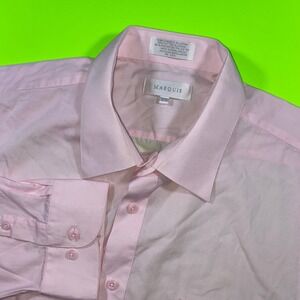 Marquis Pink‎ Dress Shirt Mens Size 19.5 3XL Long Sleeve Button Up